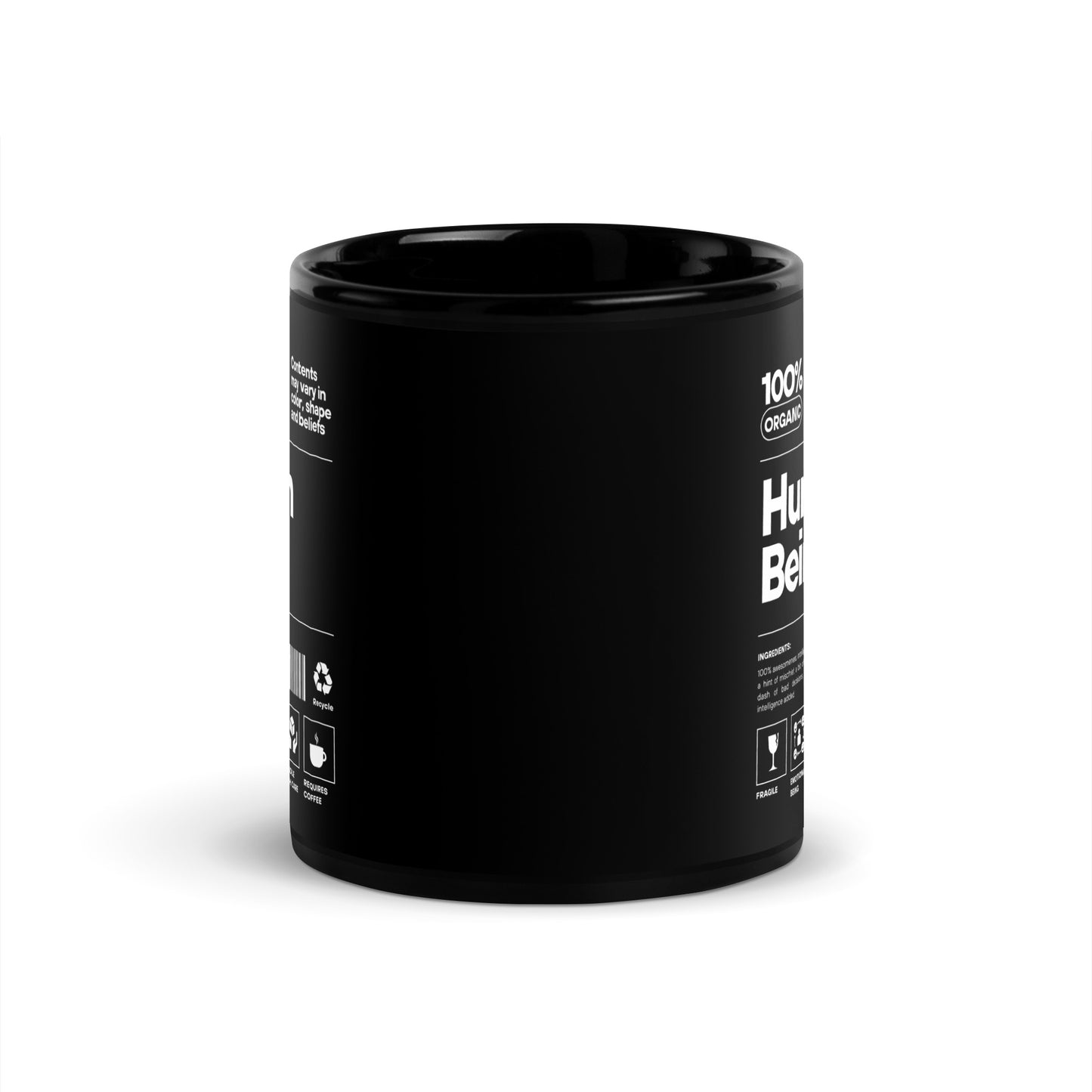 Human Being (White Font) - Black Glossy Mug