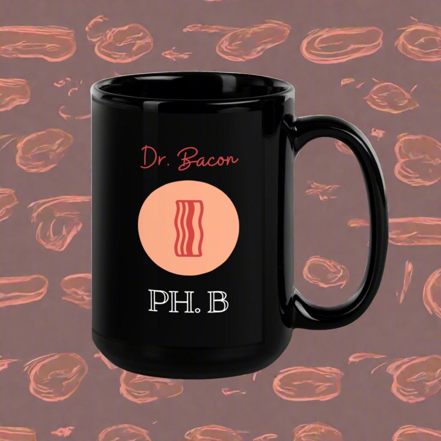 Dr. Bacon - Black Glossy Mug