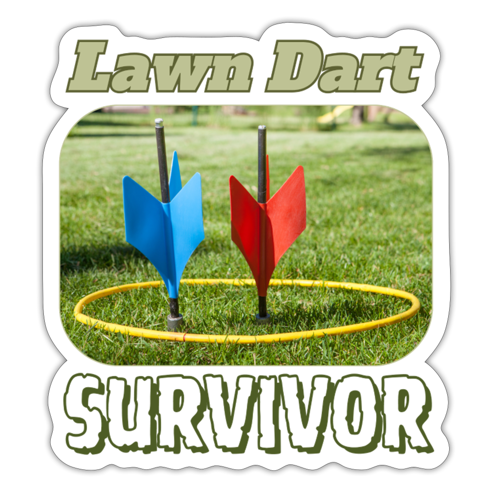 Lawn Dart Survivor Sticker - white matte