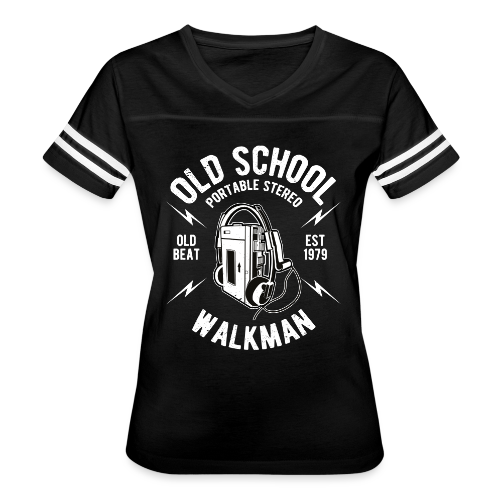 Old School Walkman- Women’s Vintage Sport Tee - black/white