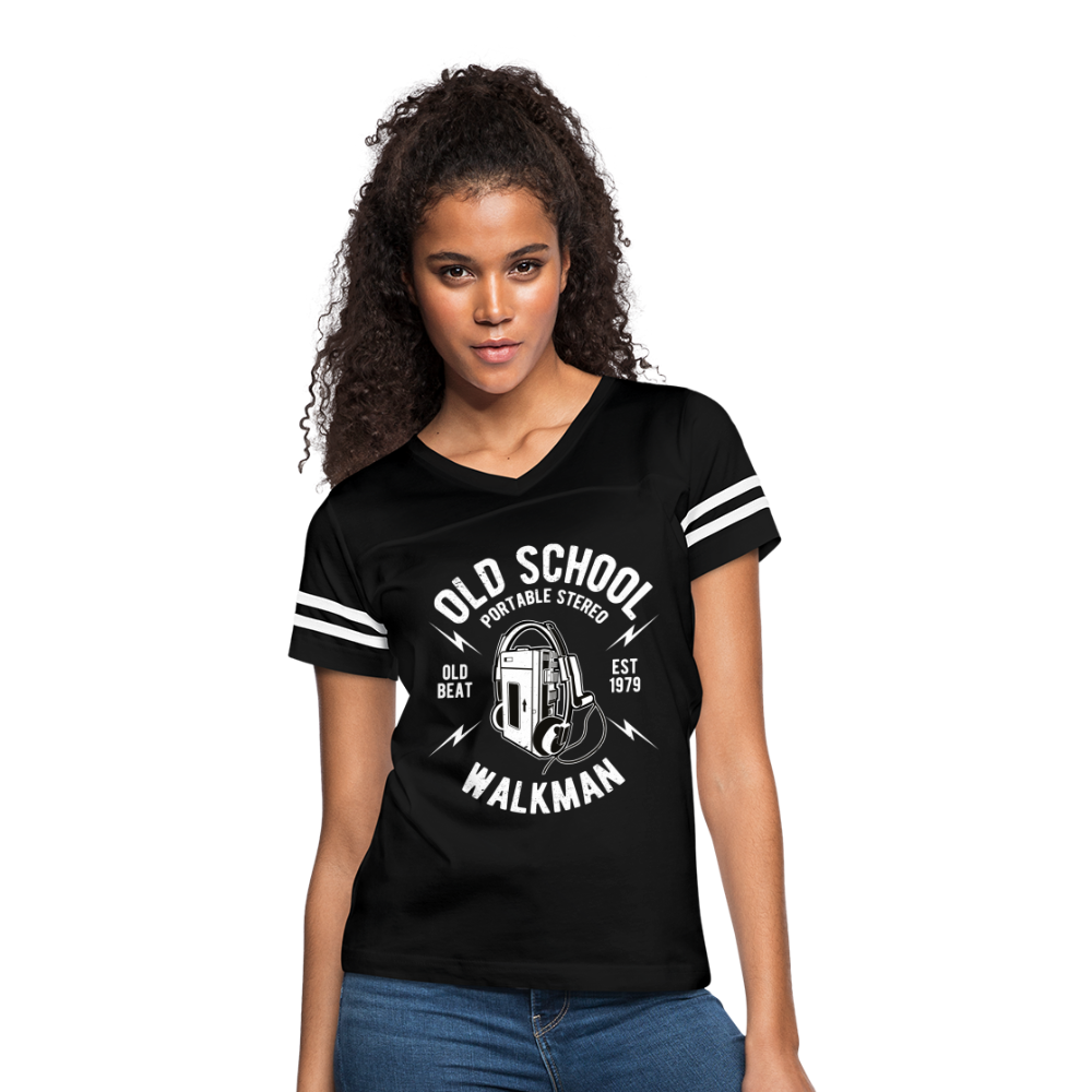 Old School Walkman- Women’s Vintage Sport Tee - black/white