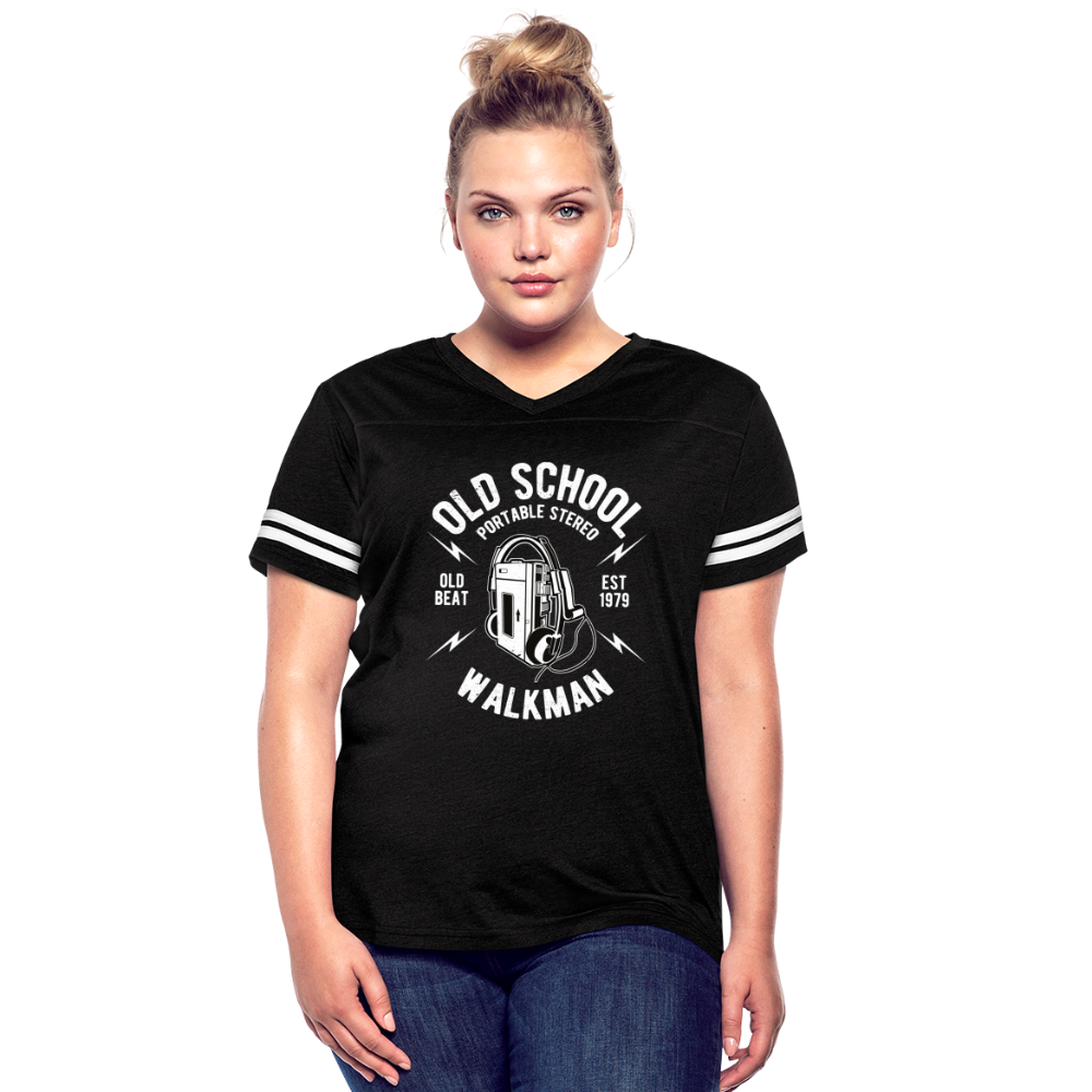 Old School Walkman- Women’s Vintage Sport Tee - black/white