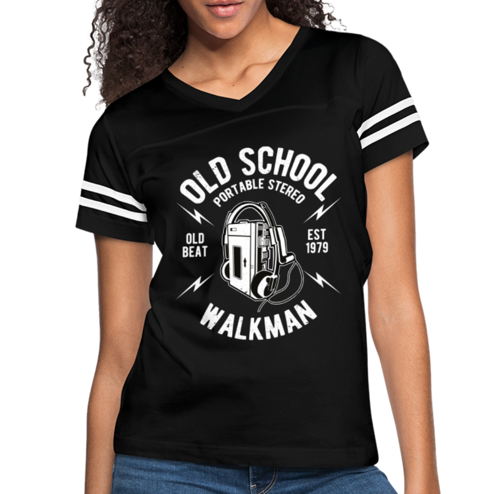 Old School Walkman- Women’s Vintage Sport Tee - black/white