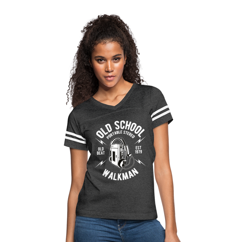 Old School Walkman- Women’s Vintage Sport Tee - vintage smoke/white