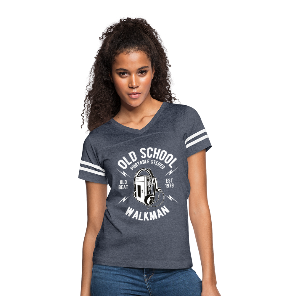 Old School Walkman- Women’s Vintage Sport Tee - vintage navy/white