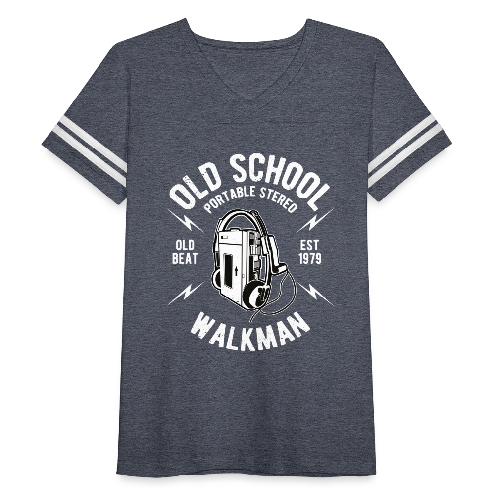 Old School Walkman- Women’s Vintage Sport Tee - vintage navy/white