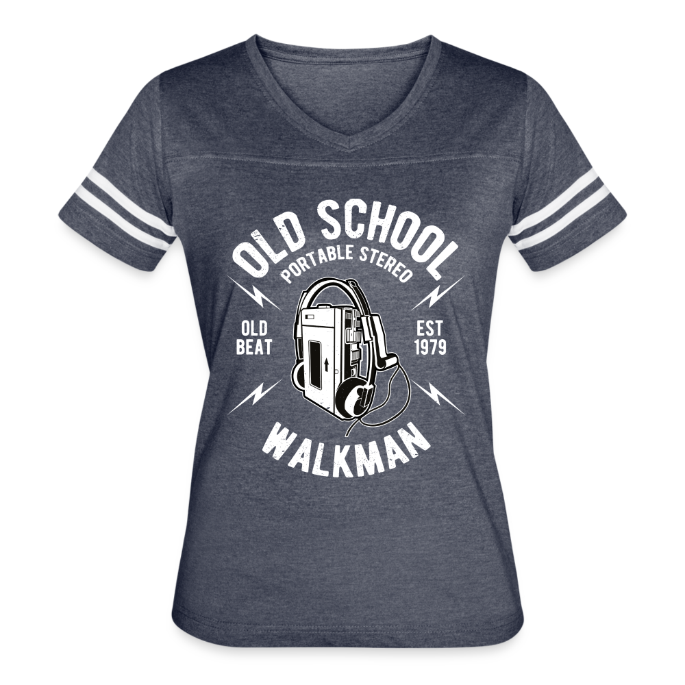 Old School Walkman- Women’s Vintage Sport Tee - vintage navy/white