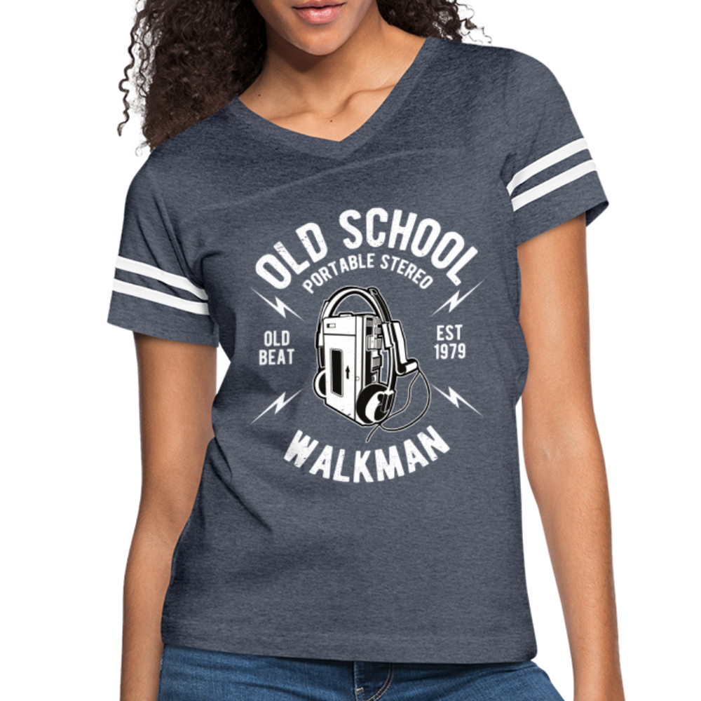 Old School Walkman- Women’s Vintage Sport Tee - vintage navy/white