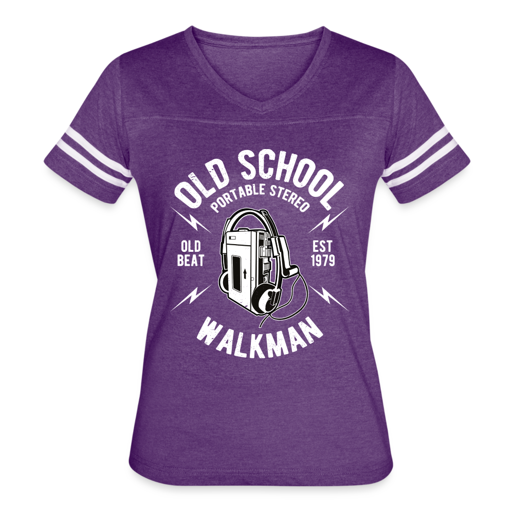 Old School Walkman- Women’s Vintage Sport Tee - vintage purple/white