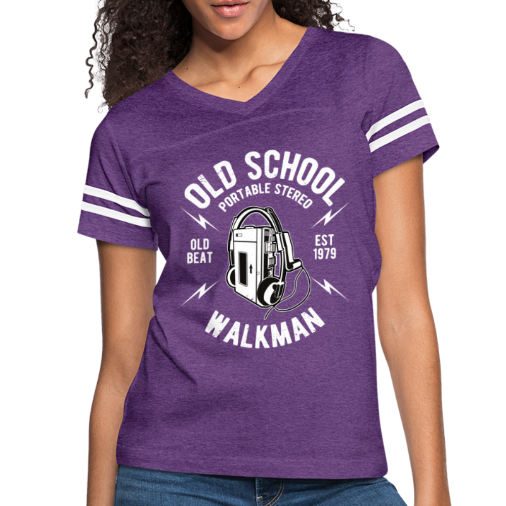 Old School Walkman- Women’s Vintage Sport Tee - vintage purple/white