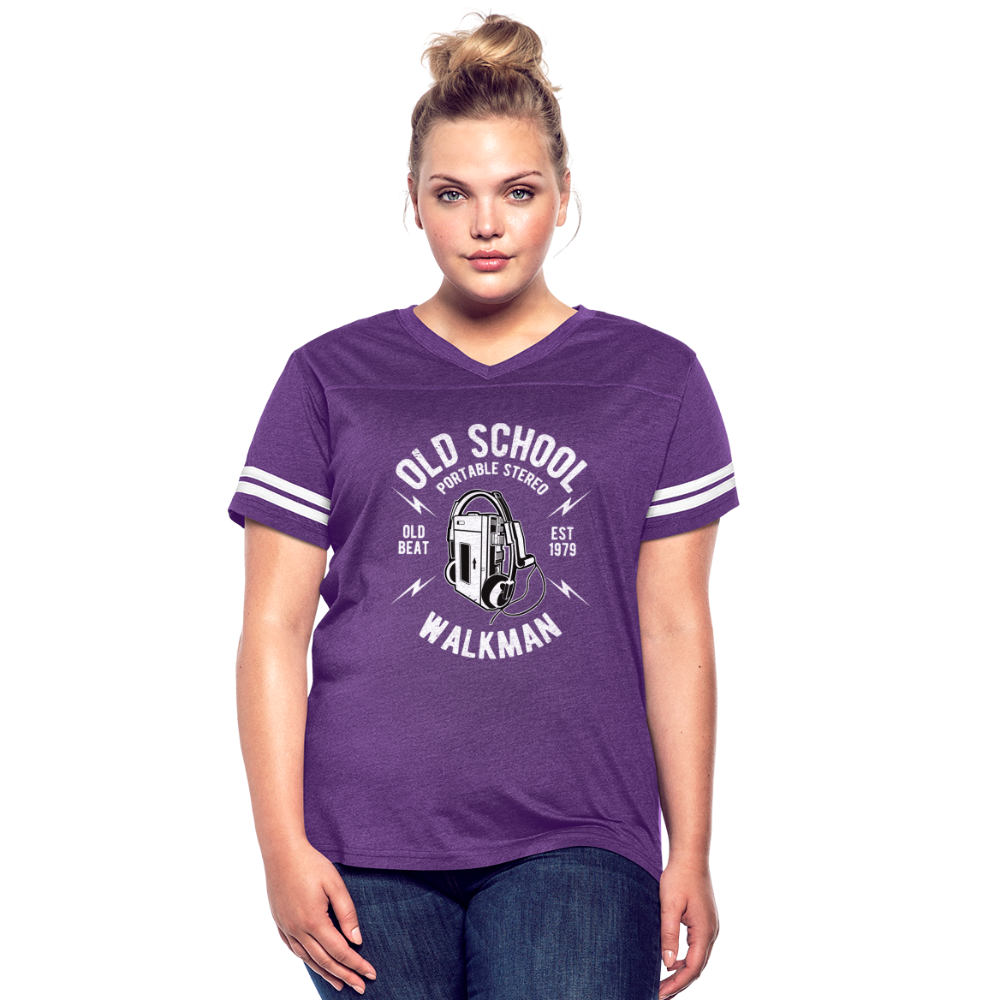 Old School Walkman- Women’s Vintage Sport Tee - vintage purple/white