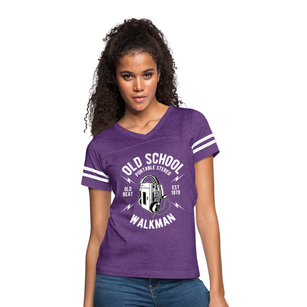 Old School Walkman- Women’s Vintage Sport Tee - vintage purple/white