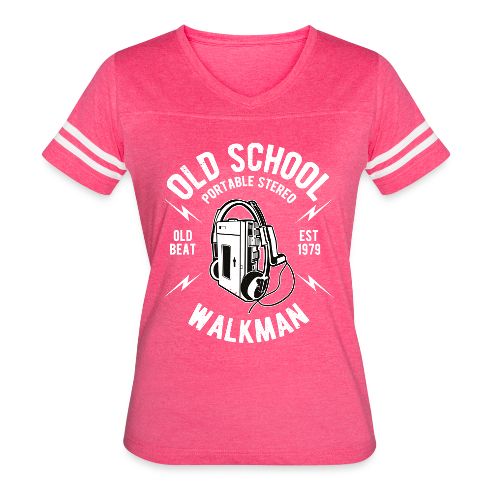 Old School Walkman- Women’s Vintage Sport Tee - vintage pink/white