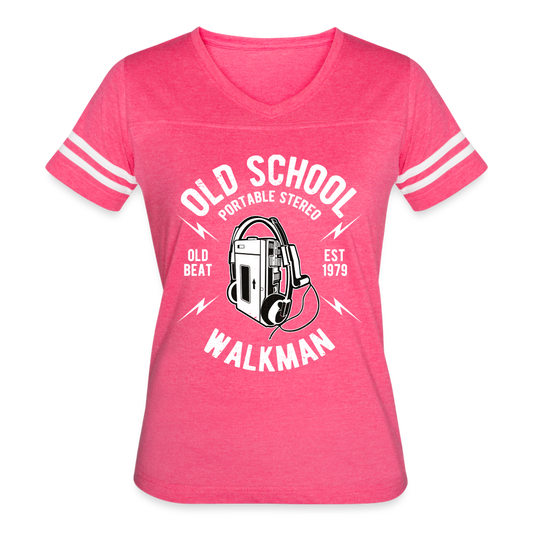 Old School Walkman- Women’s Vintage Sport Tee - vintage pink/white