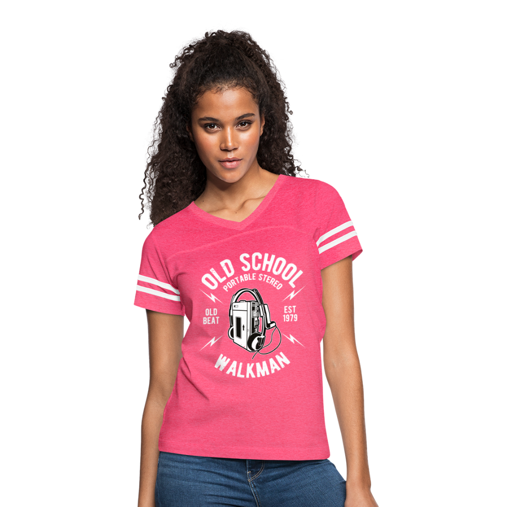 Old School Walkman- Women’s Vintage Sport Tee - vintage pink/white