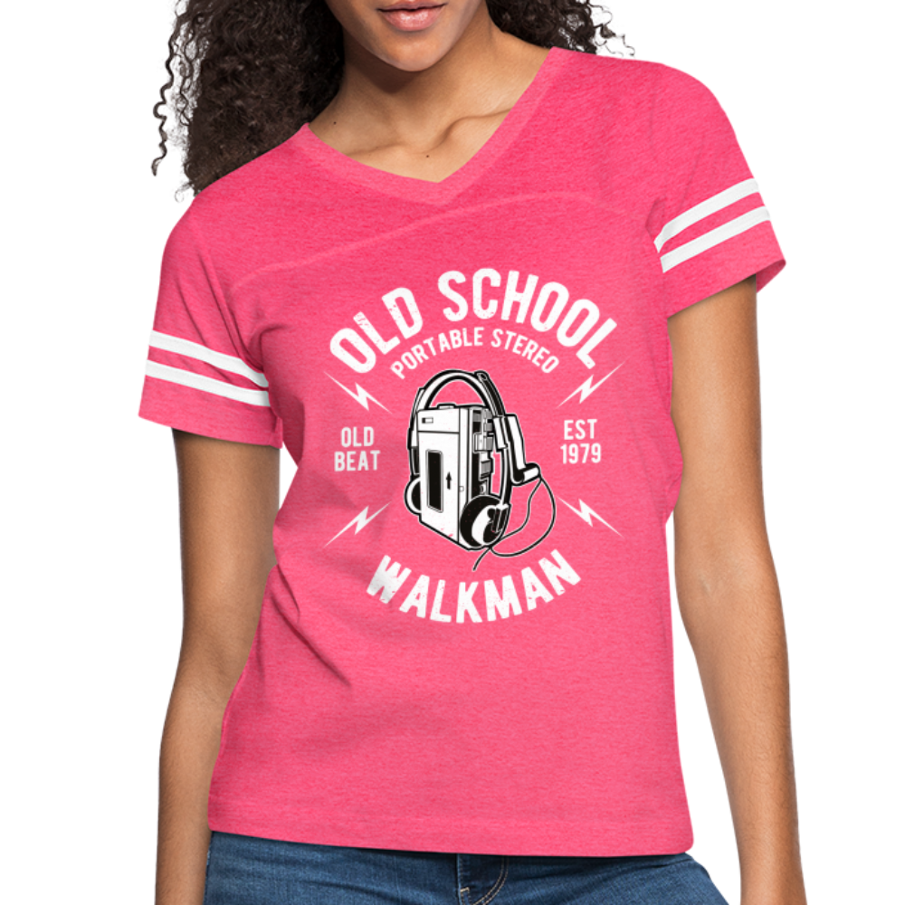 Old School Walkman- Women’s Vintage Sport Tee - vintage pink/white