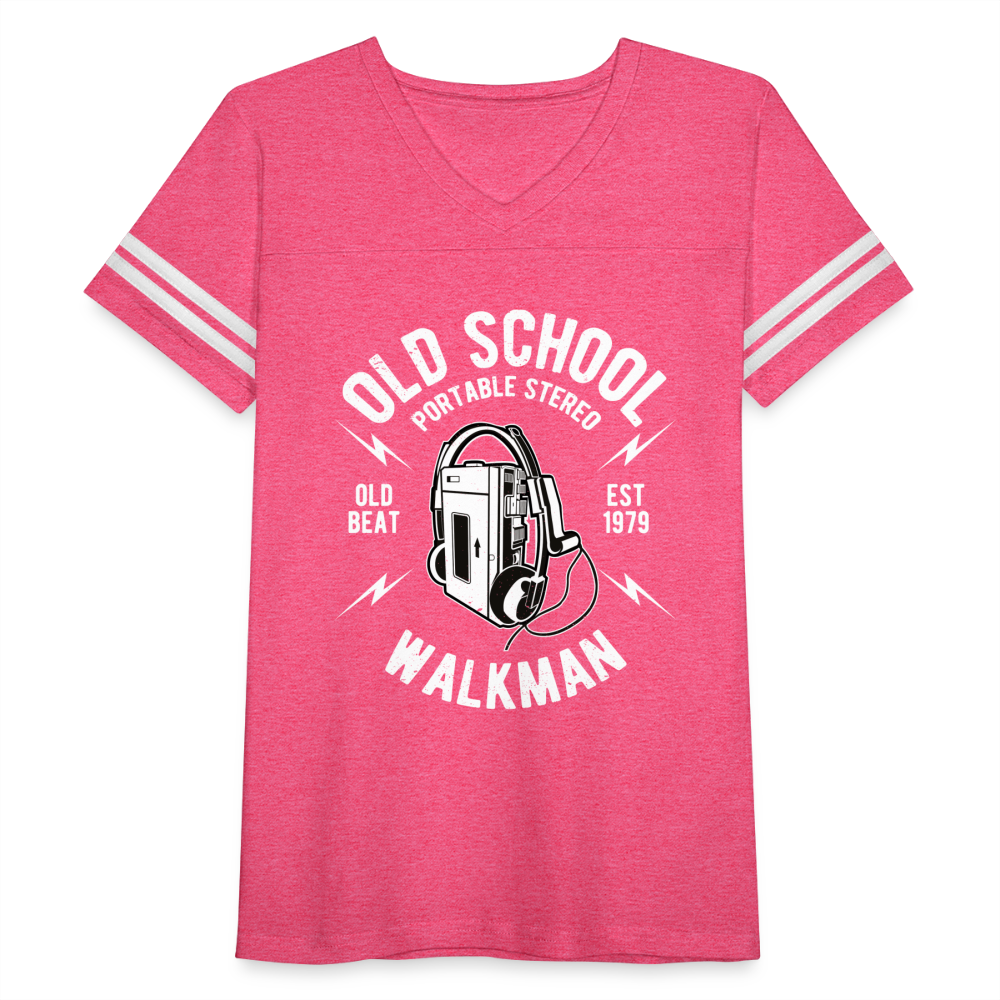 Old School Walkman- Women’s Vintage Sport Tee - vintage pink/white