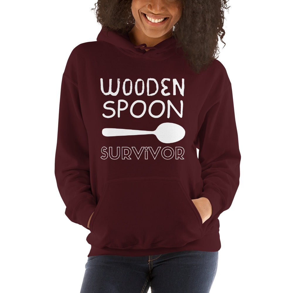 Wooden Spoon Survivor - Unisex Hoodie (White Font)