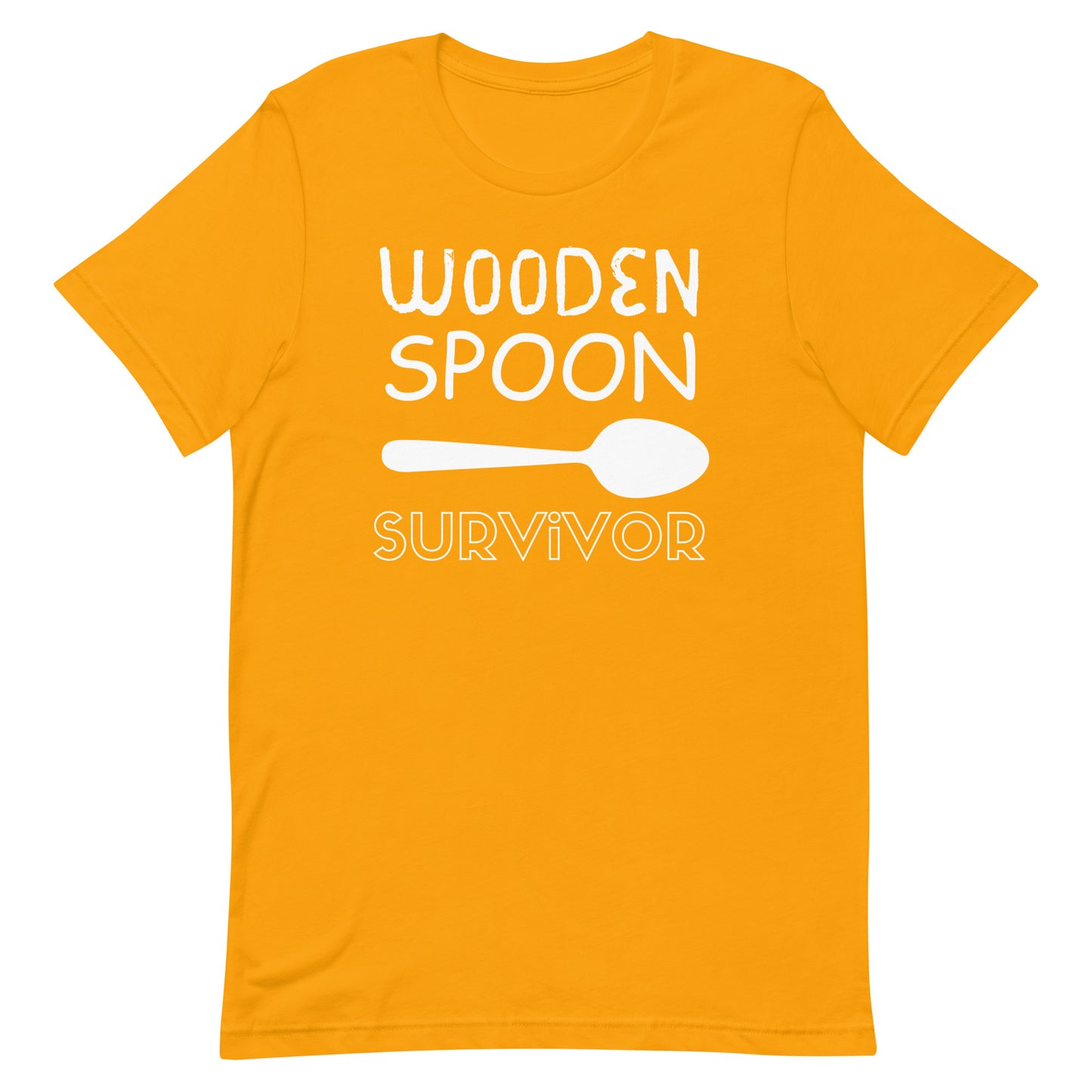 Wooden Spoon Survivor - Unisex Tee (White Font)